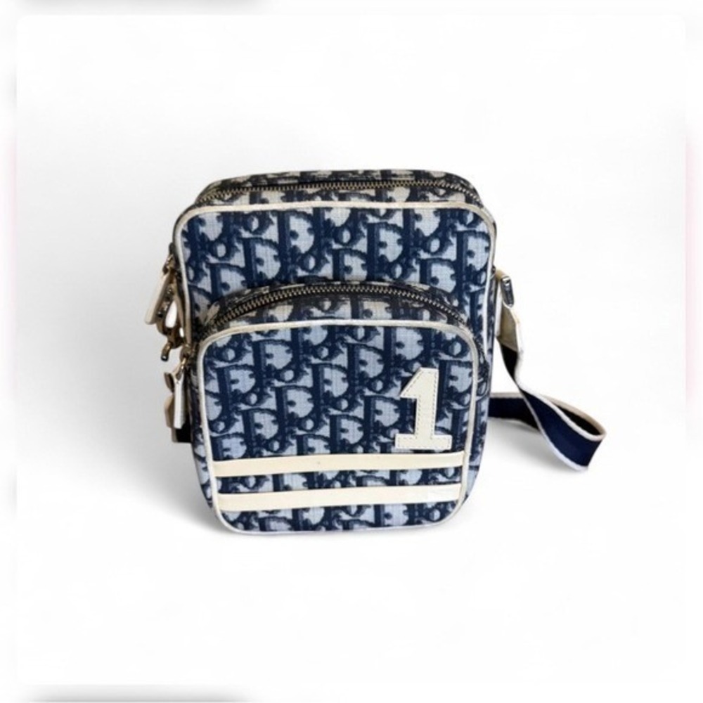 Christian Dior Trotter Monogram Messenger Bag Blue Adiorable Crossbody Vintage